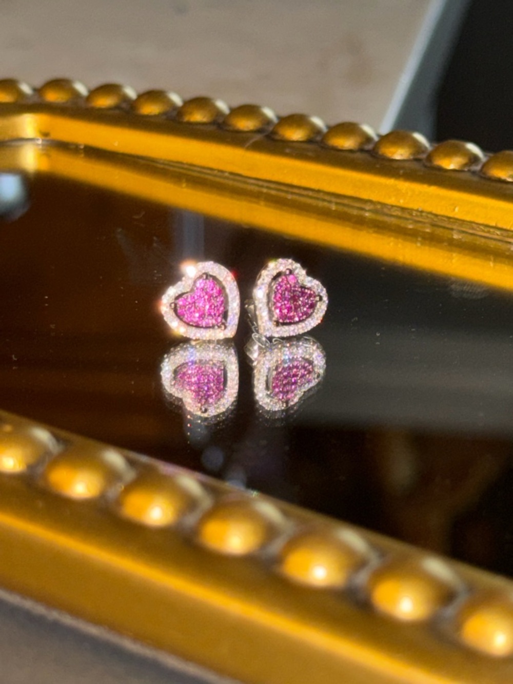 Sterling Silver Cubic Zirconia Heart Stud Earrings